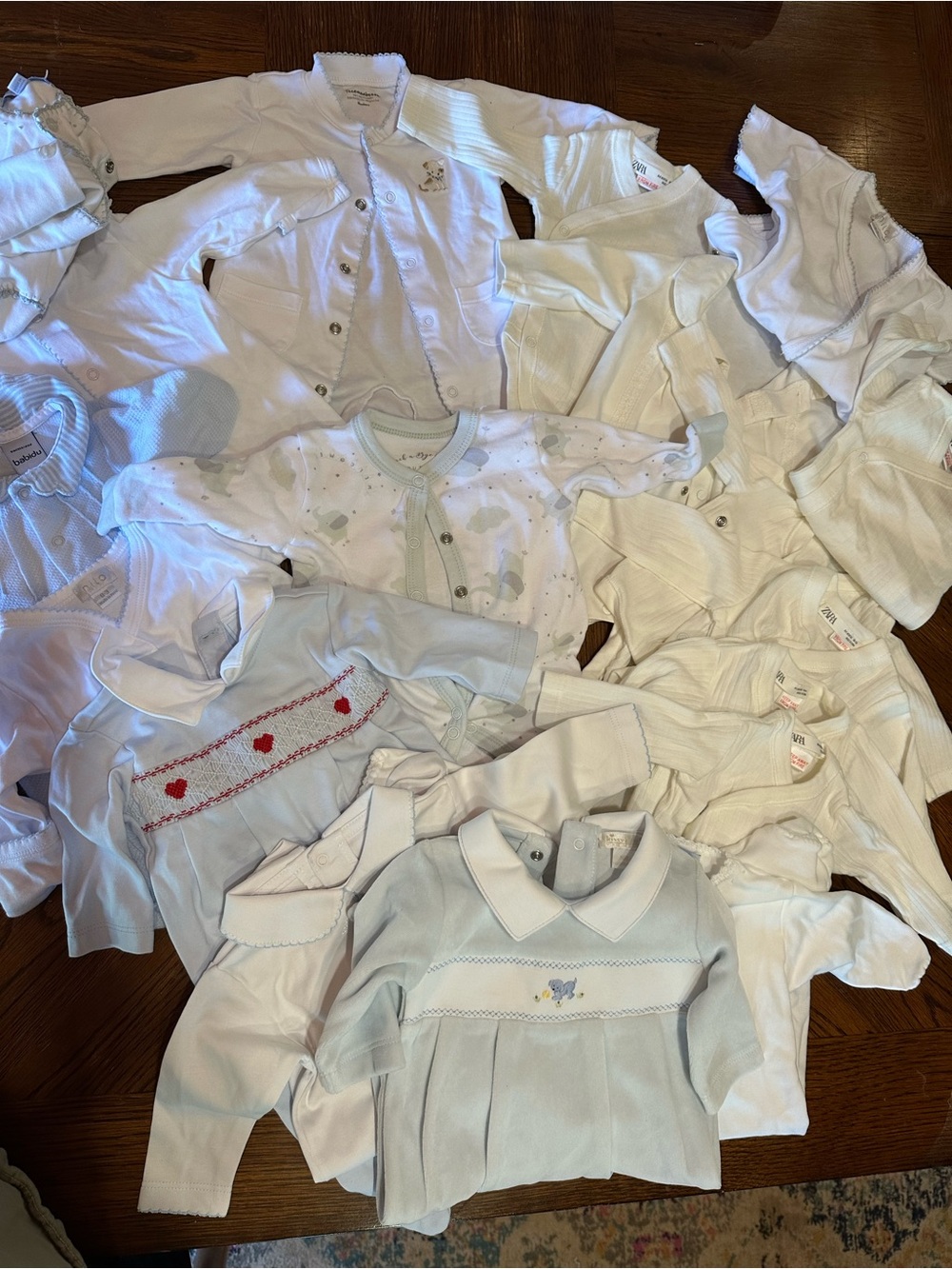 Baby Girls White & Light Blue Long-Sleeve Tops - Mixed Pack